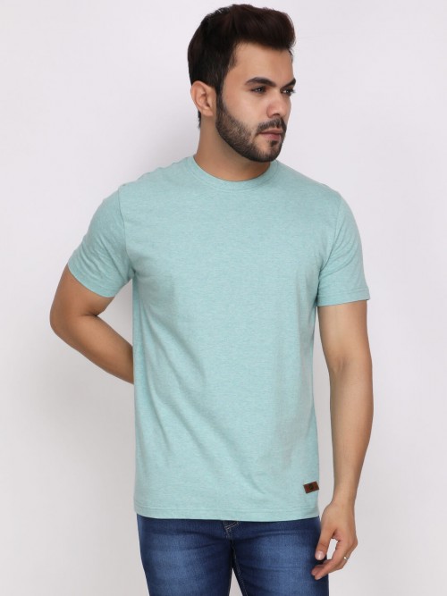 Men Round Neck Half Sleeve T-Shirt In Light Green